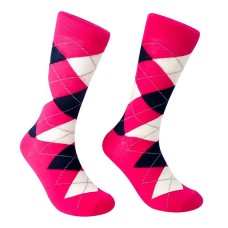 Hot Pink Cotton Argyle Dress Socks- Men's